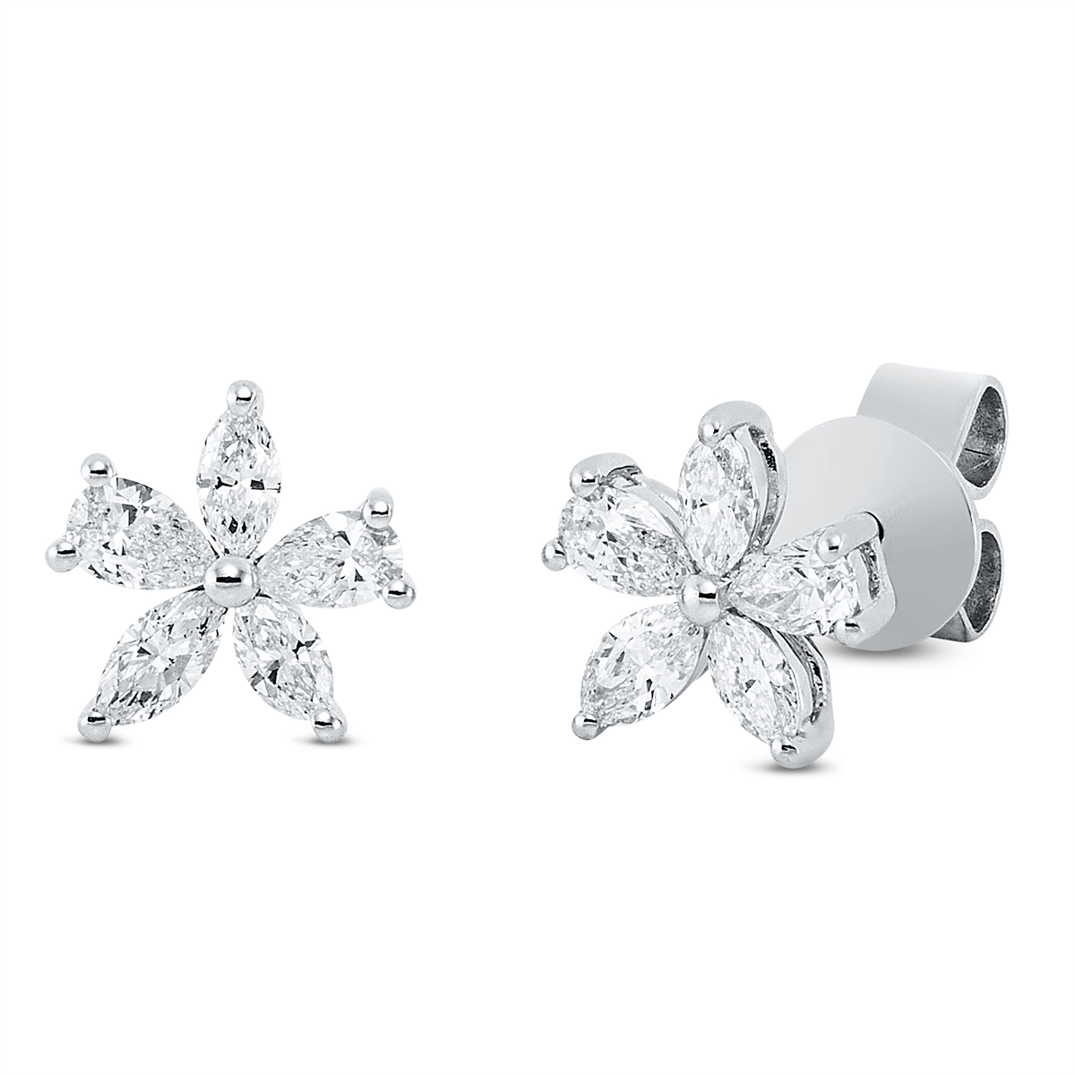 pear shape modern woman studs in white gold