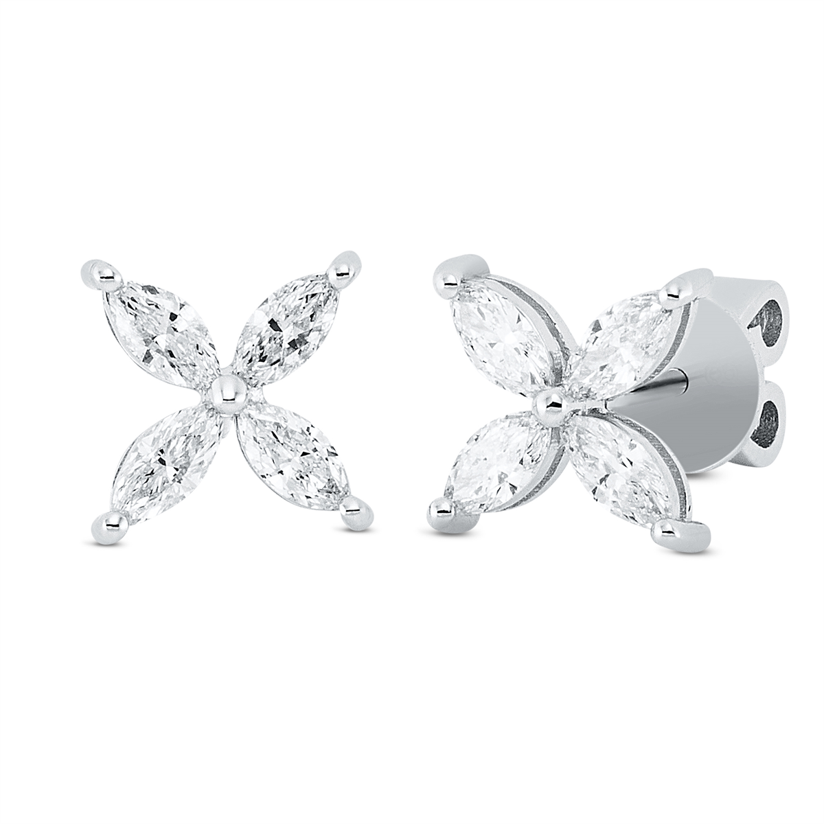 marquise modern woman studs in white gold