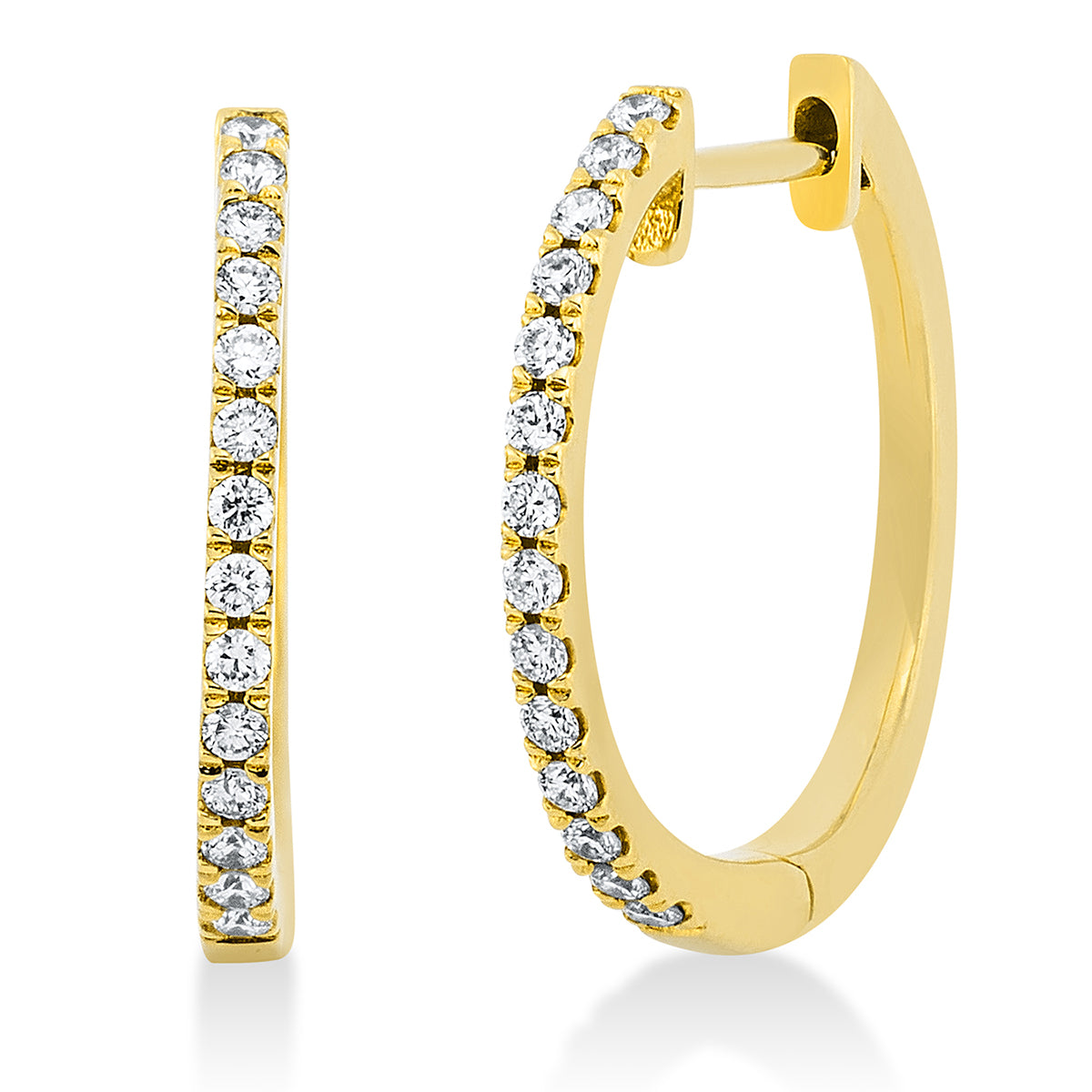 diamond full cut modern woman hoops & huggies in yellow gold