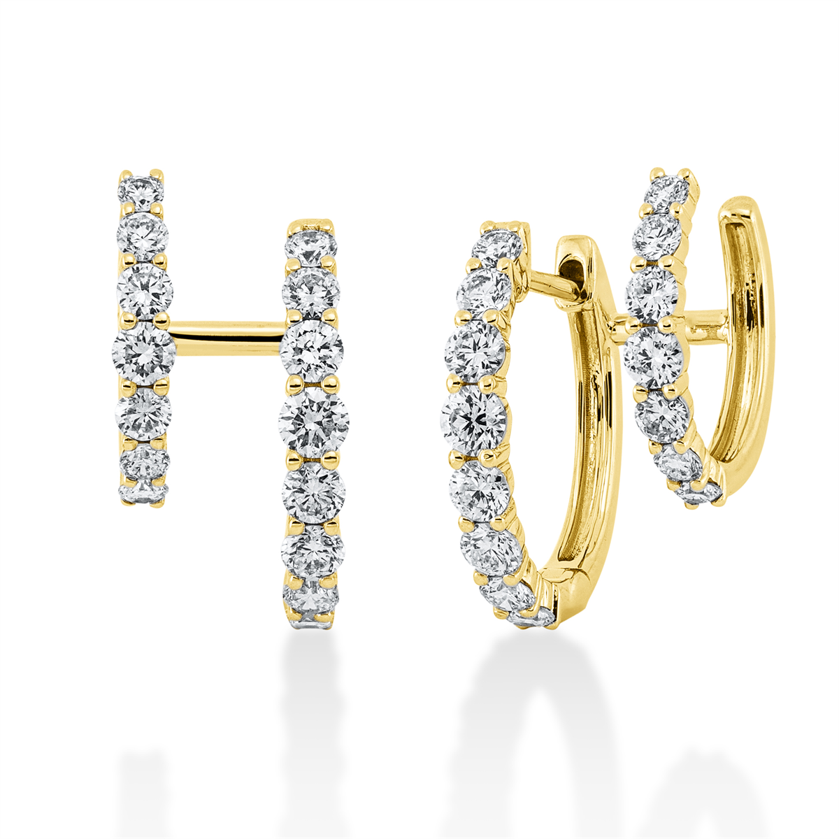 diamond full cut modern woman earrings in yellow gold