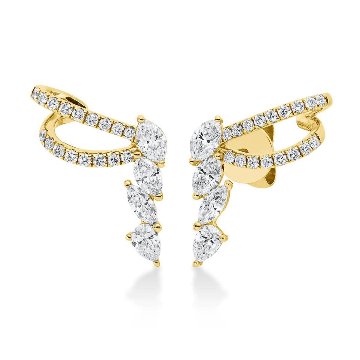 diamond full cut modern woman studs in yellow gold