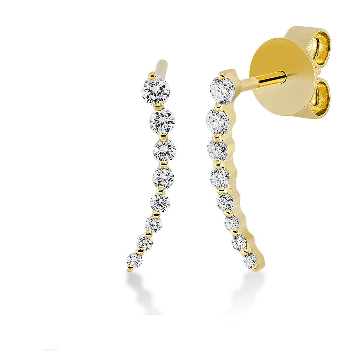 diamond full cut modern woman studs in yellow gold