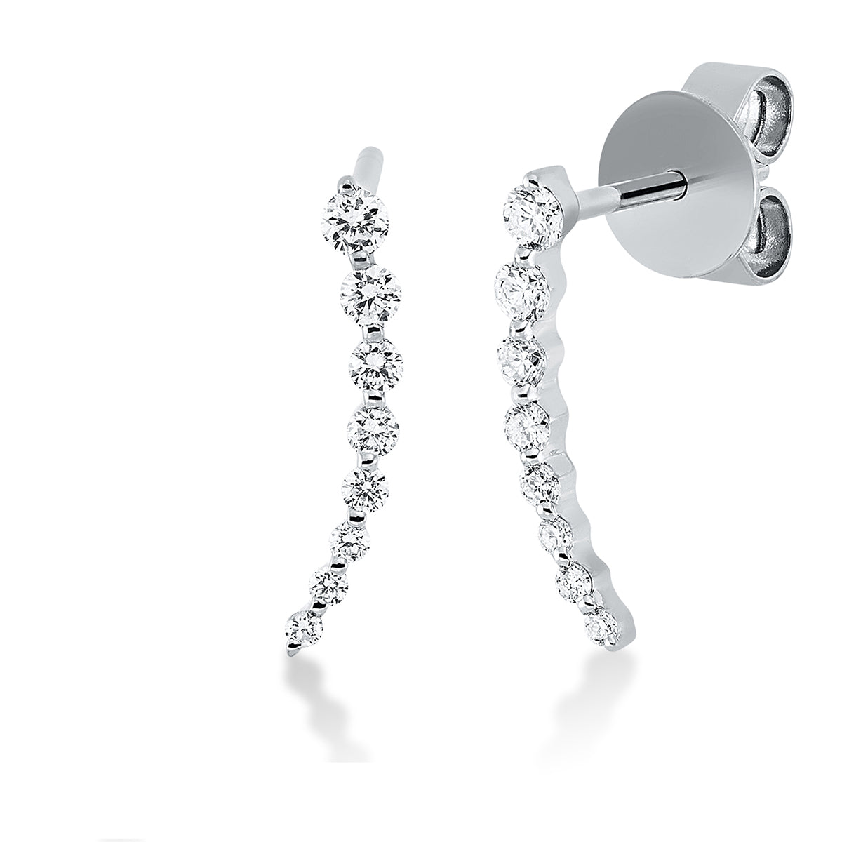 diamond full cut modern woman studs in white gold