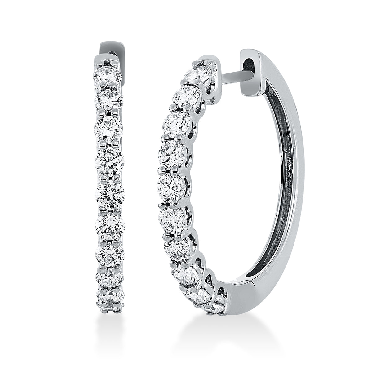 diamond full cut modern woman hoops & huggies in white gold