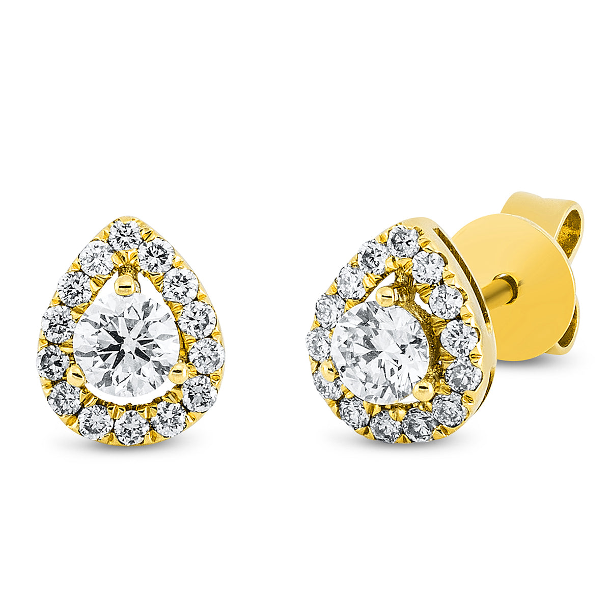 diamond full cut solitaire with accent stones studs in yellow gold