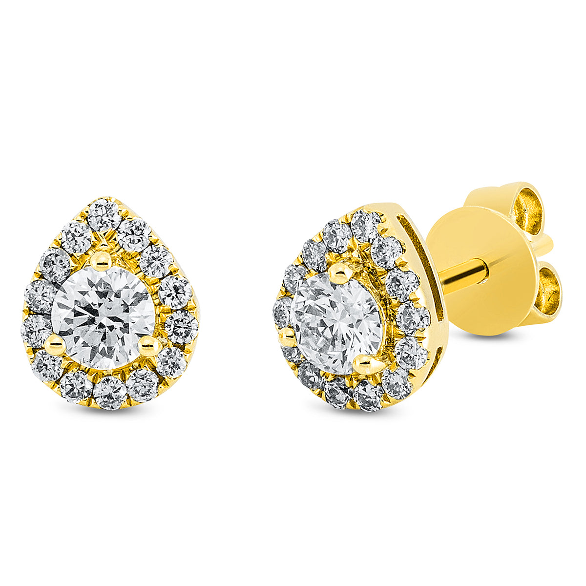 diamond full cut solitaire with accent stones studs in yellow gold