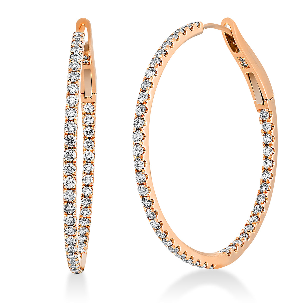 diamond full cut modern woman hoops & huggies in red gold