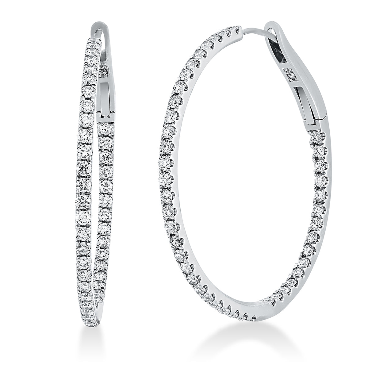 diamond full cut modern woman hoops & huggies in white gold