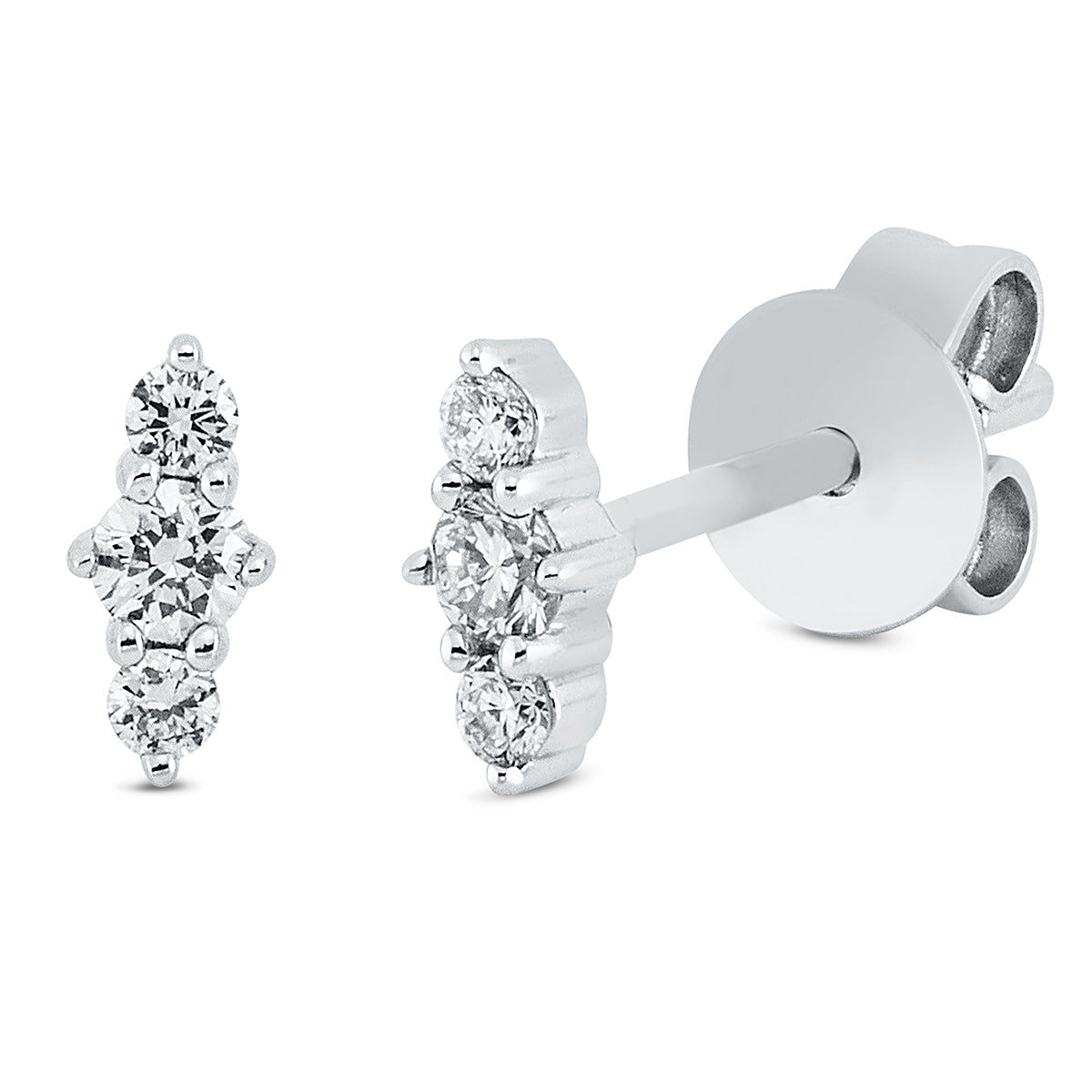diamond full cut modern woman studs in white gold