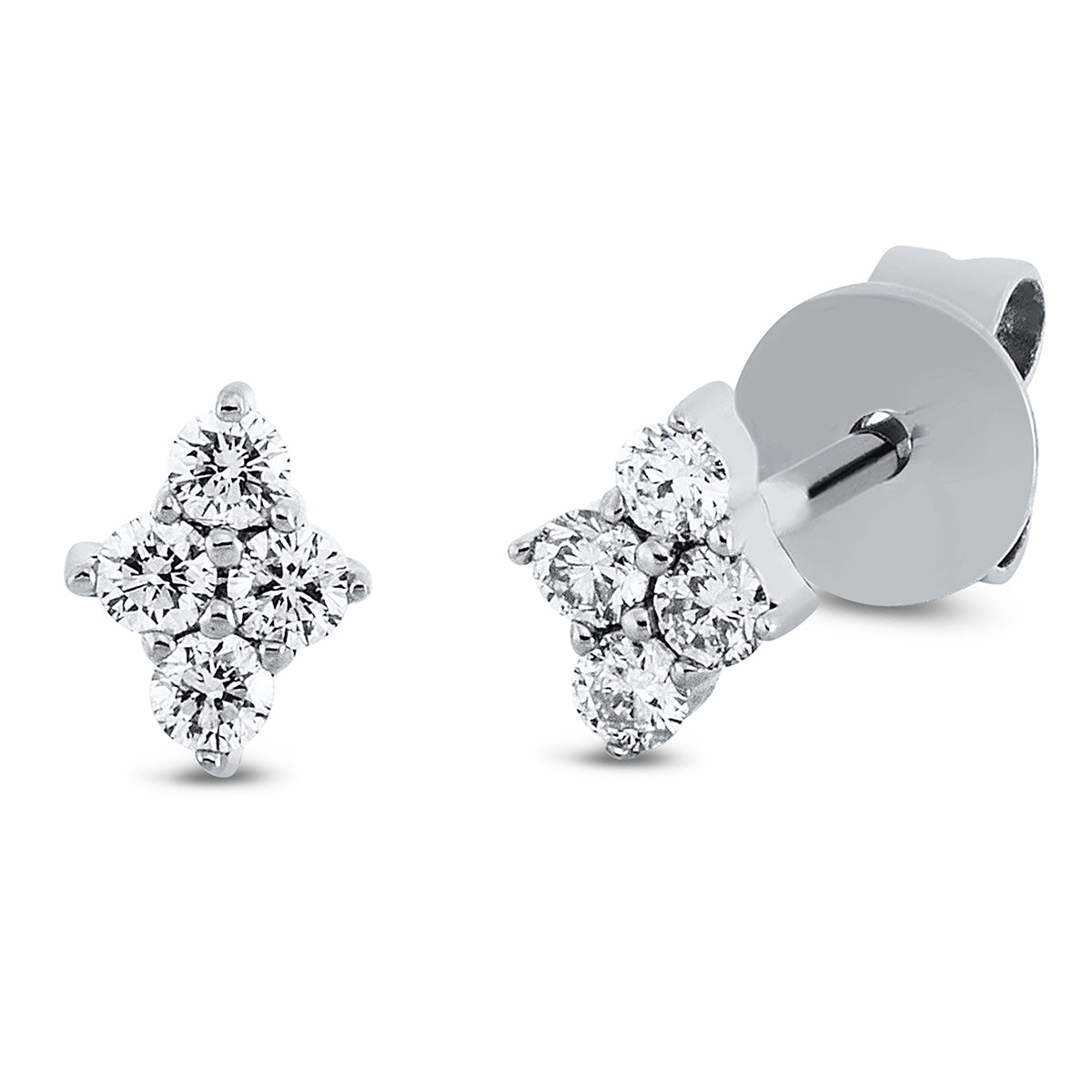 diamond full cut modern woman studs in white gold