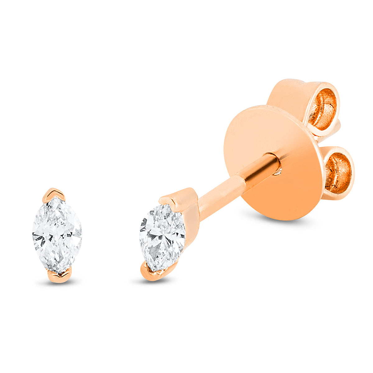 marquise solitaire studs in red gold