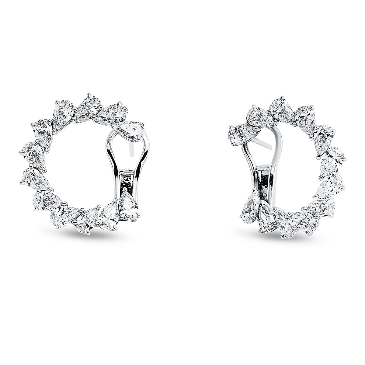 pear shape exclusive hoops & huggies in white gold