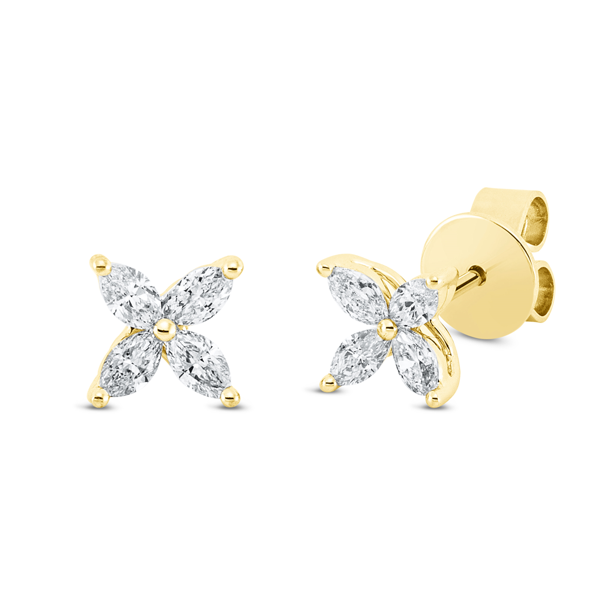 marquise modern woman studs in yellow gold