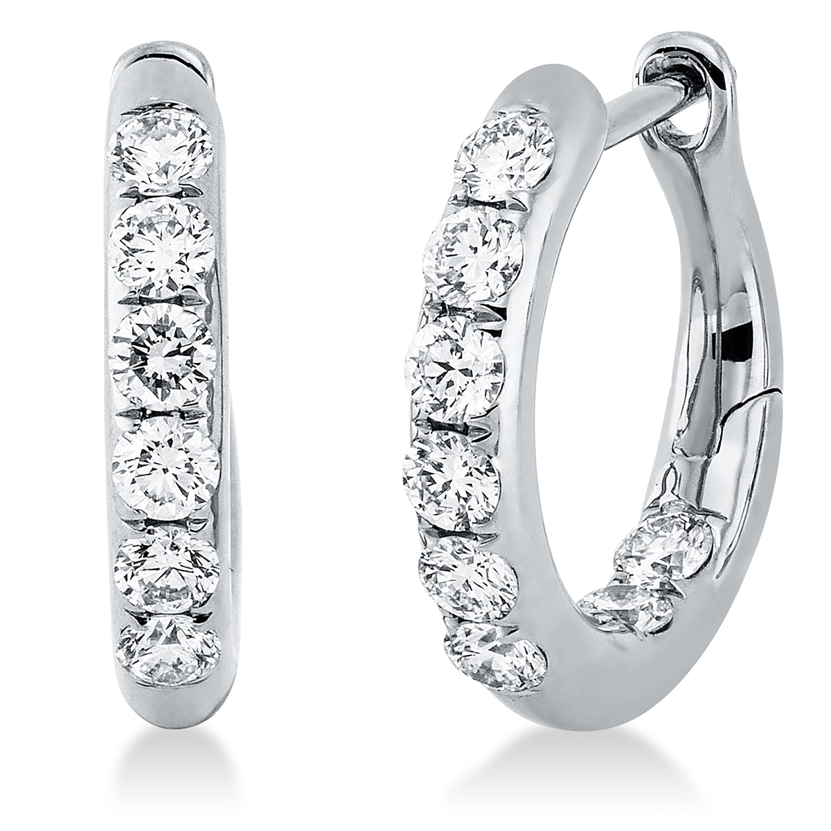 diamond full cut modern woman hoops & huggies in white gold