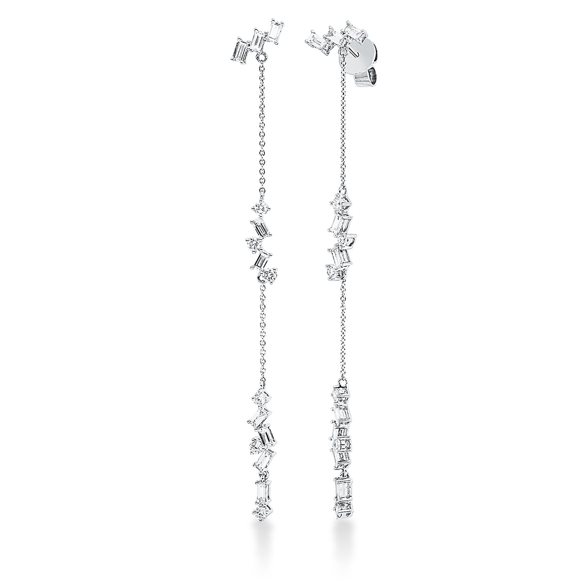 diamond full cut modern woman earrings in white gold