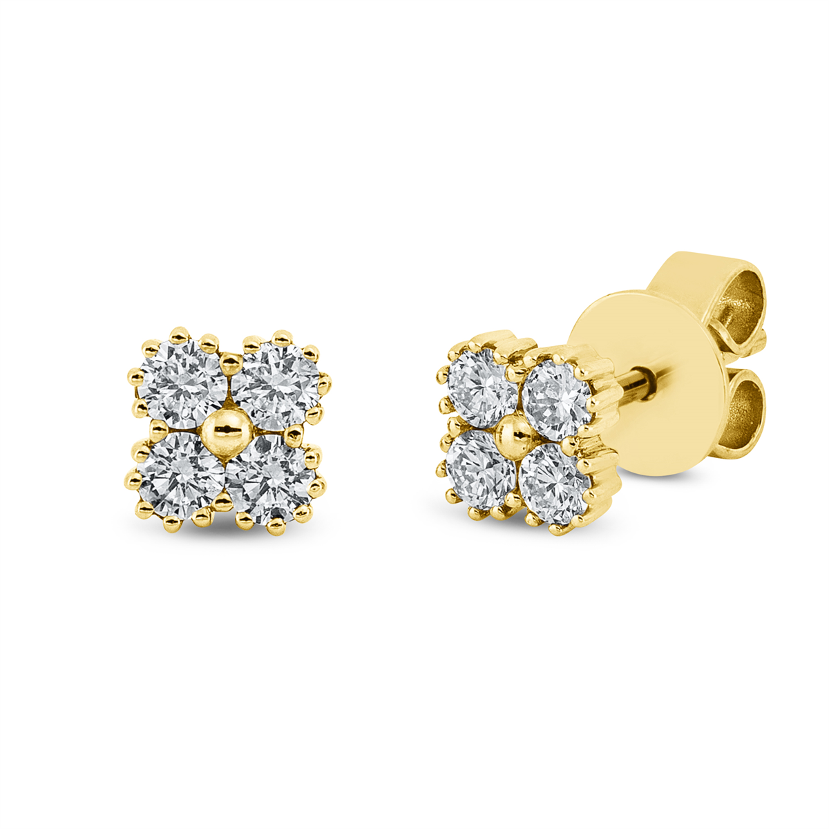 diamond full cut modern woman studs in yellow gold