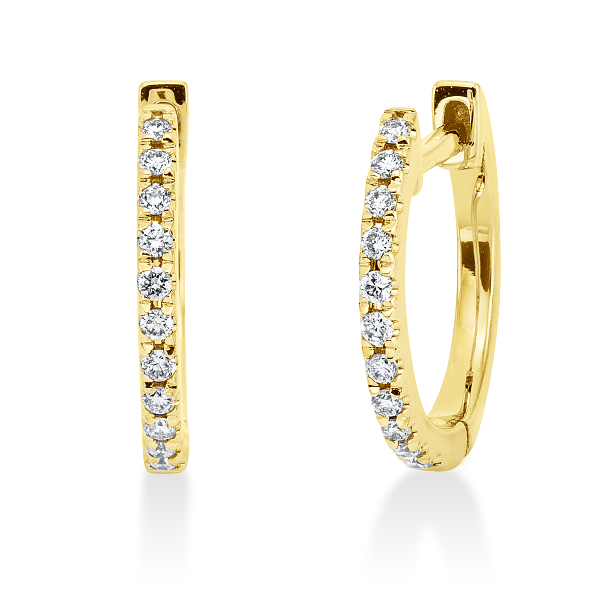 diamond full cut modern woman hoops & huggies in yellow gold