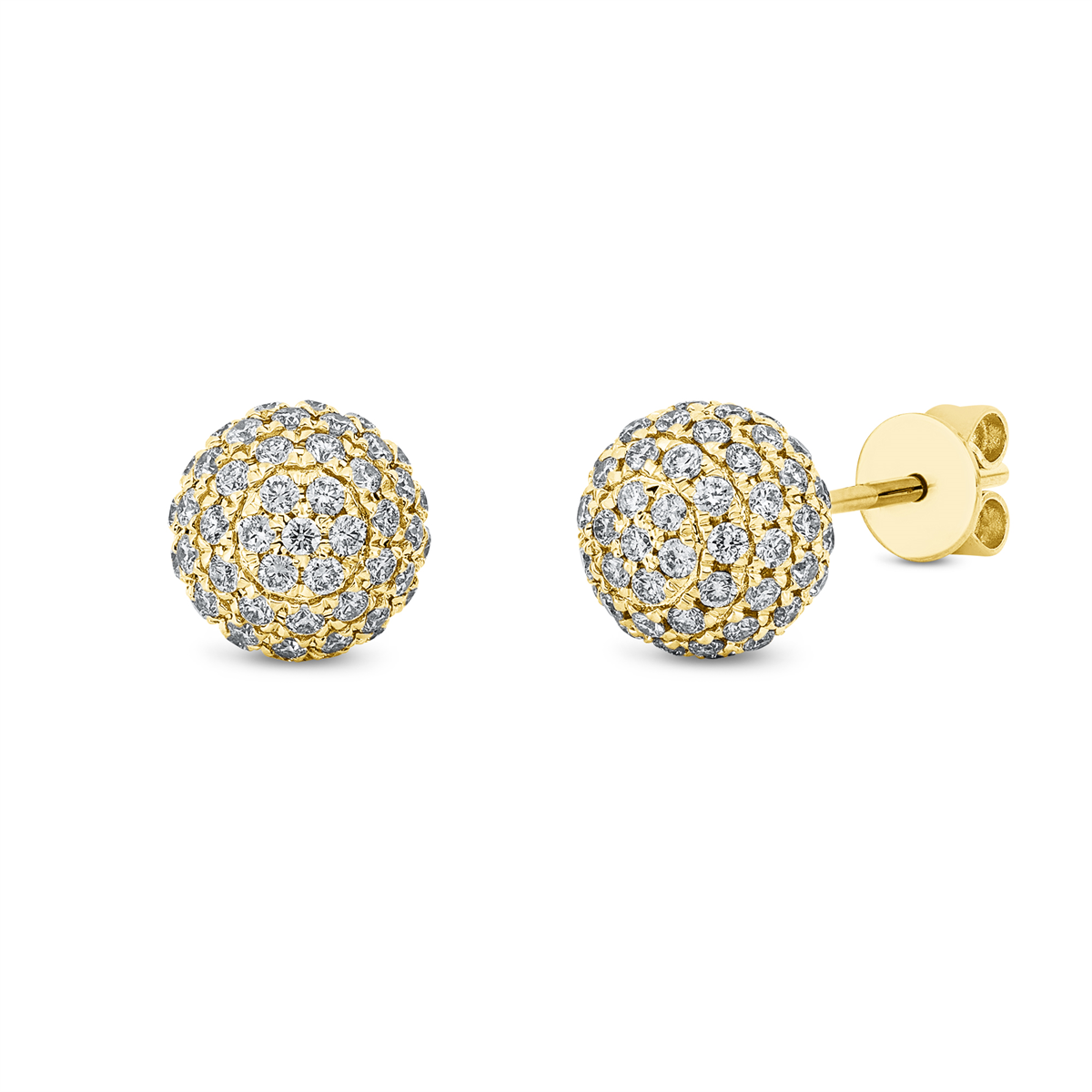 diamond full cut pavé studs in yellow gold