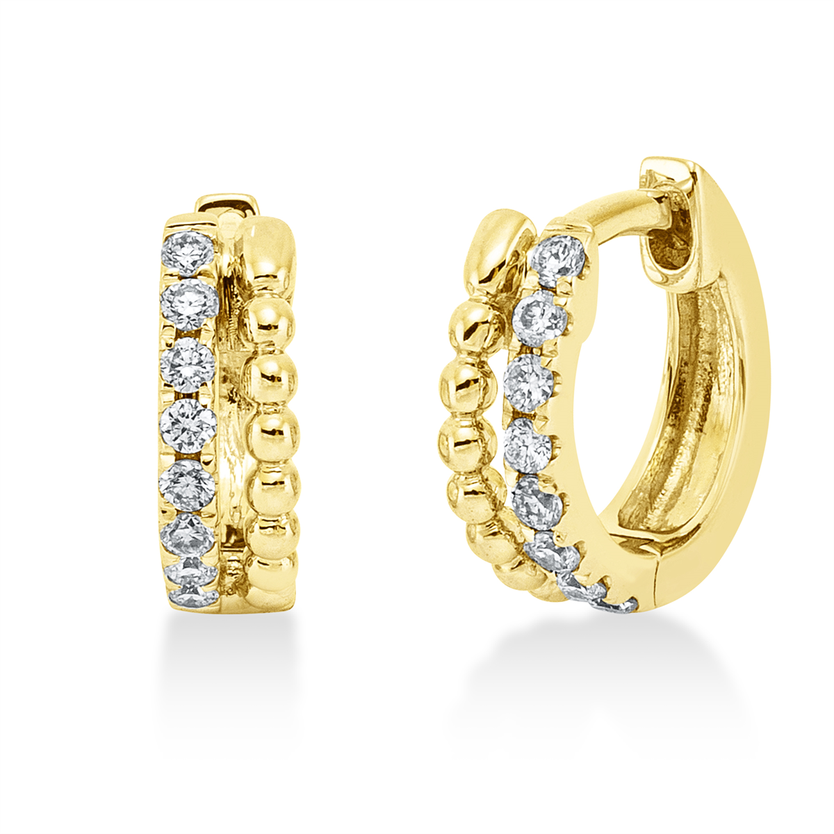 diamond full cut modern woman hoops & huggies in yellow gold