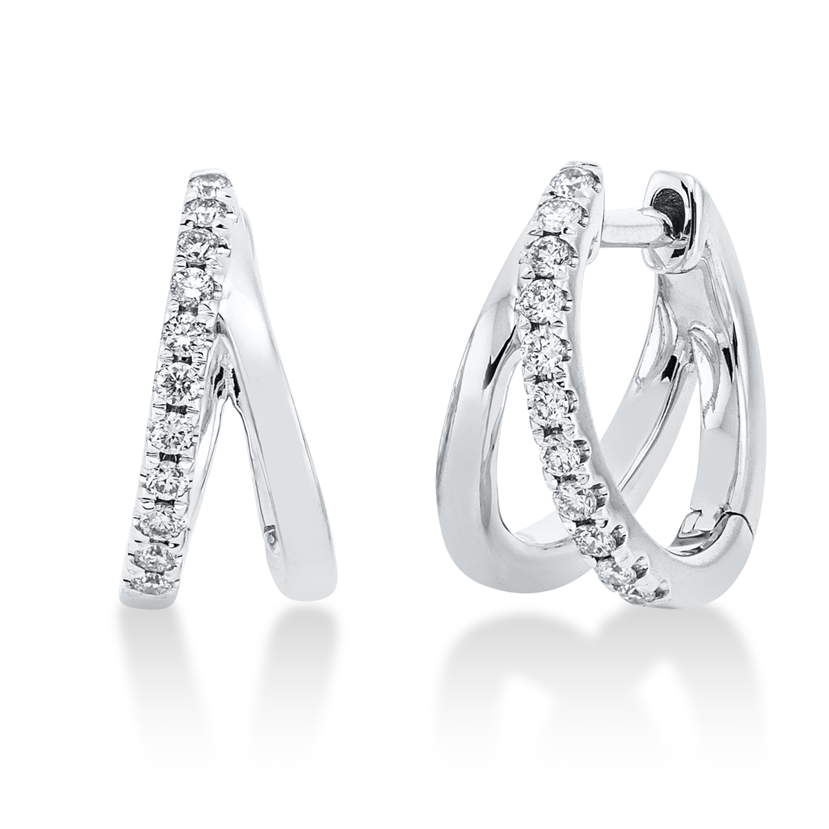 diamond full cut modern woman hoops & huggies in white gold