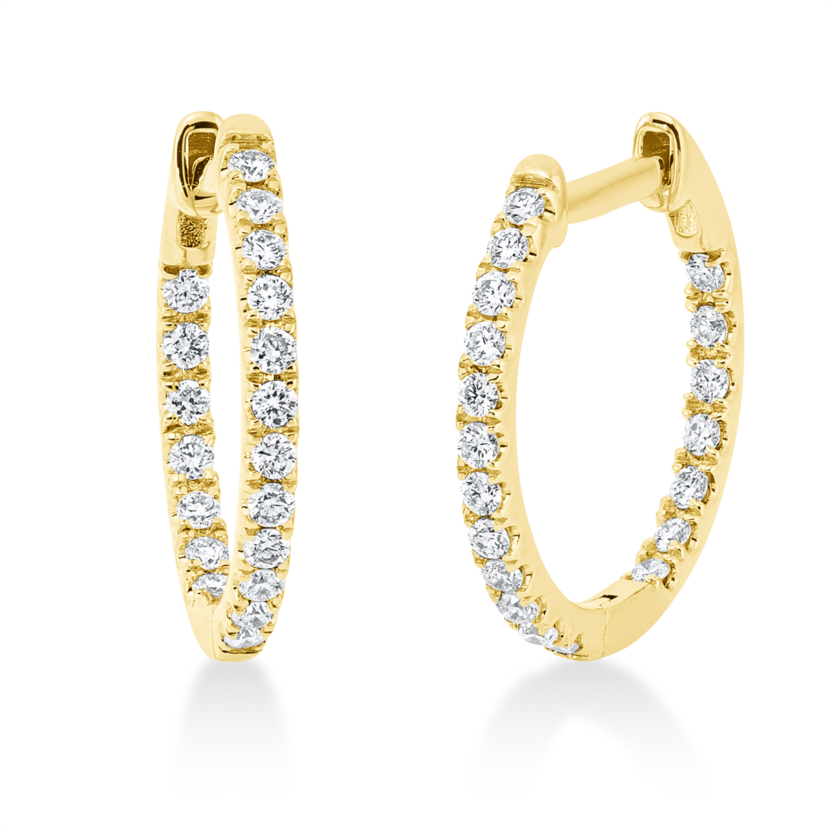 diamond full cut modern woman hoops & huggies in yellow gold