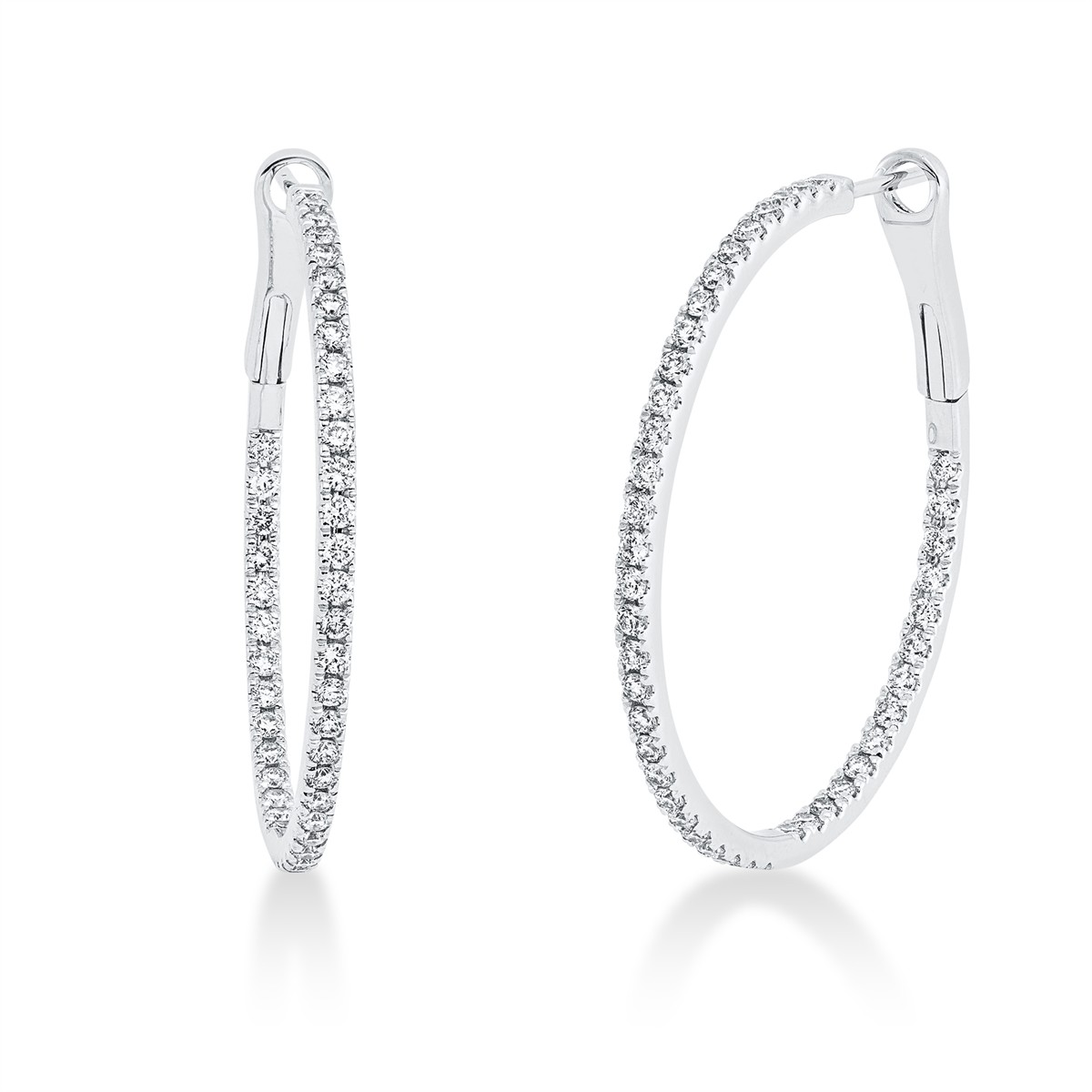 diamond full cut modern woman hoops & huggies in white gold