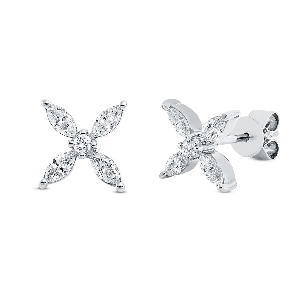 diamond full cut modern woman studs in white gold