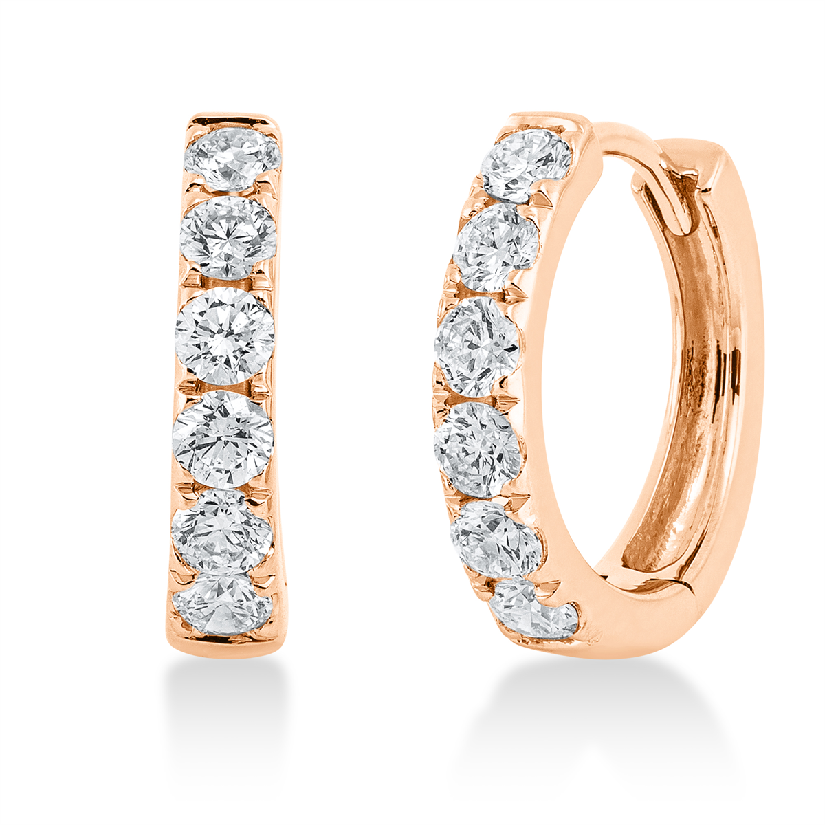diamond full cut modern woman hoops & huggies in red gold