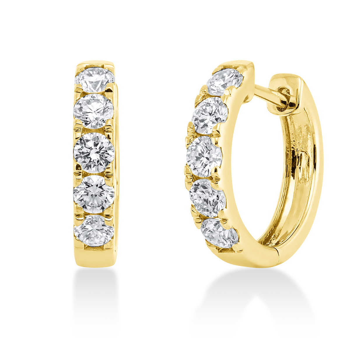 diamond full cut modern woman hoops & huggies in yellow gold