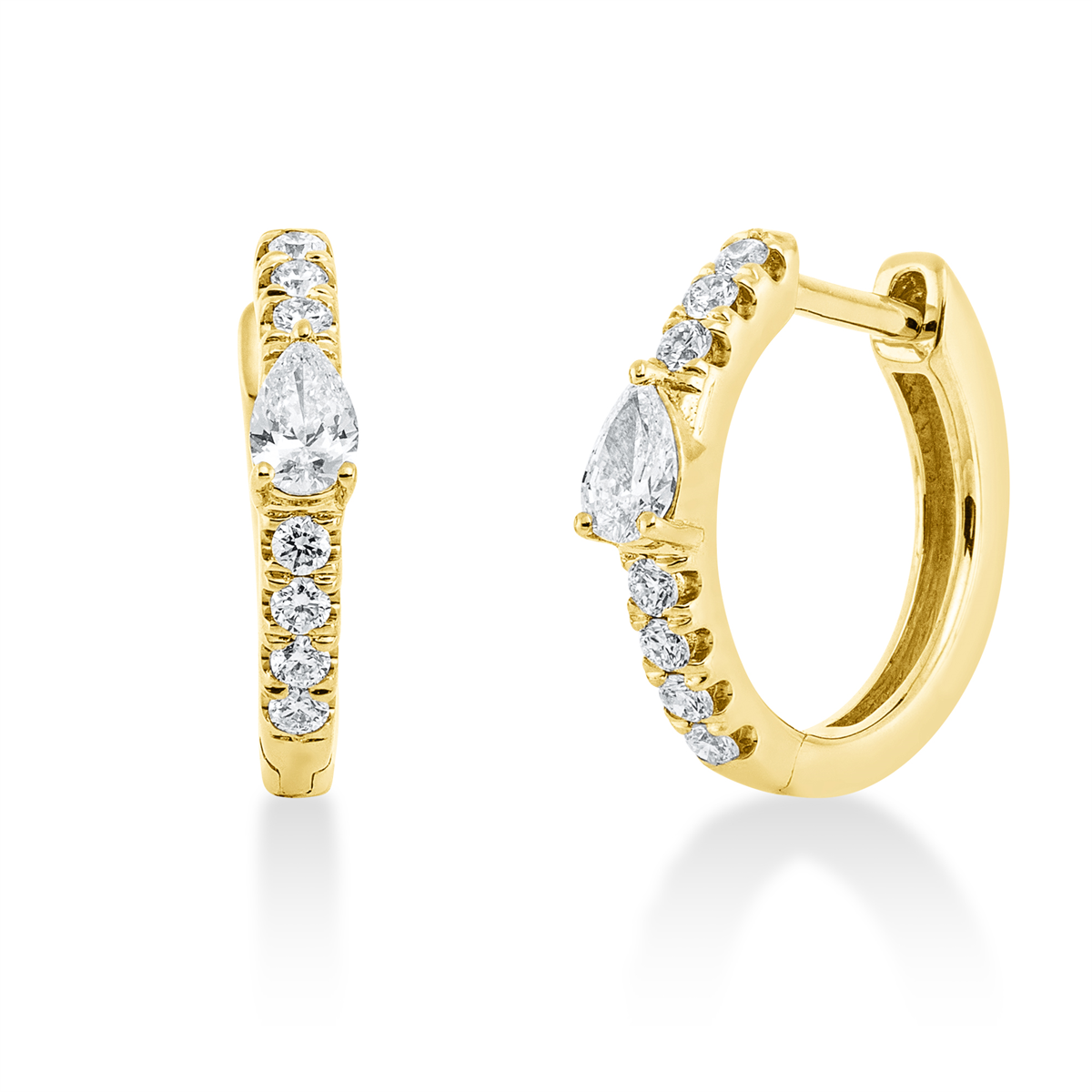 diamond full cut modern woman hoops & huggies in yellow gold