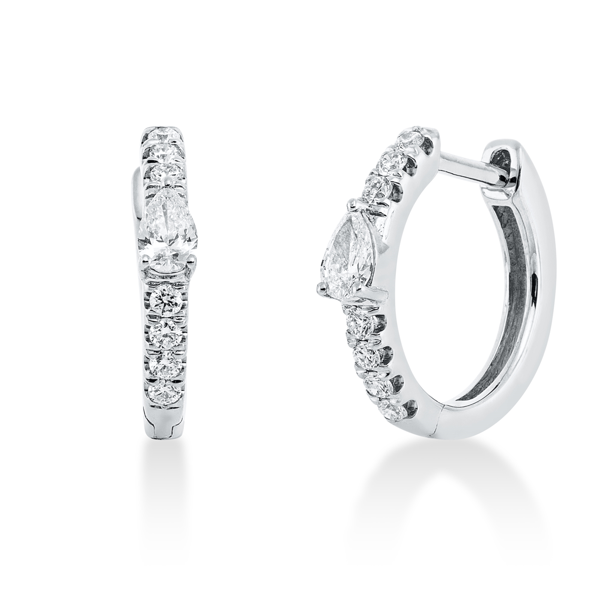 diamond full cut modern woman hoops & huggies in white gold