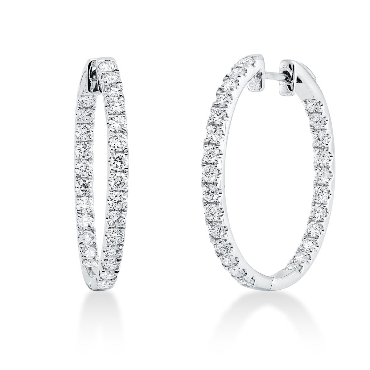 diamond full cut modern woman hoops & huggies in white gold