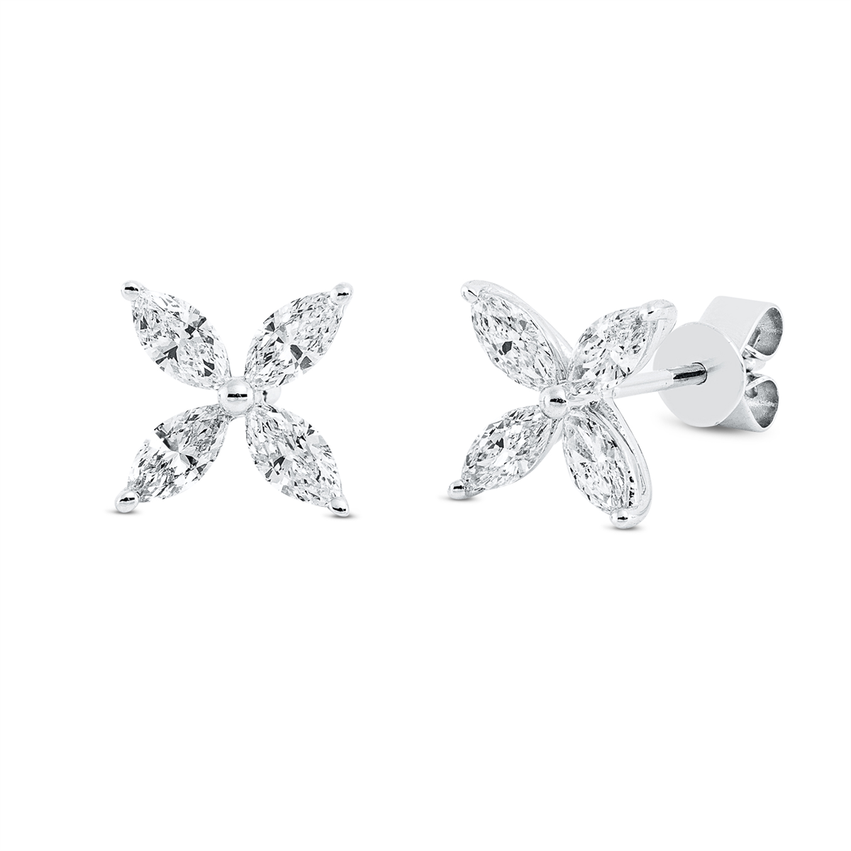 marquise modern woman studs in white gold