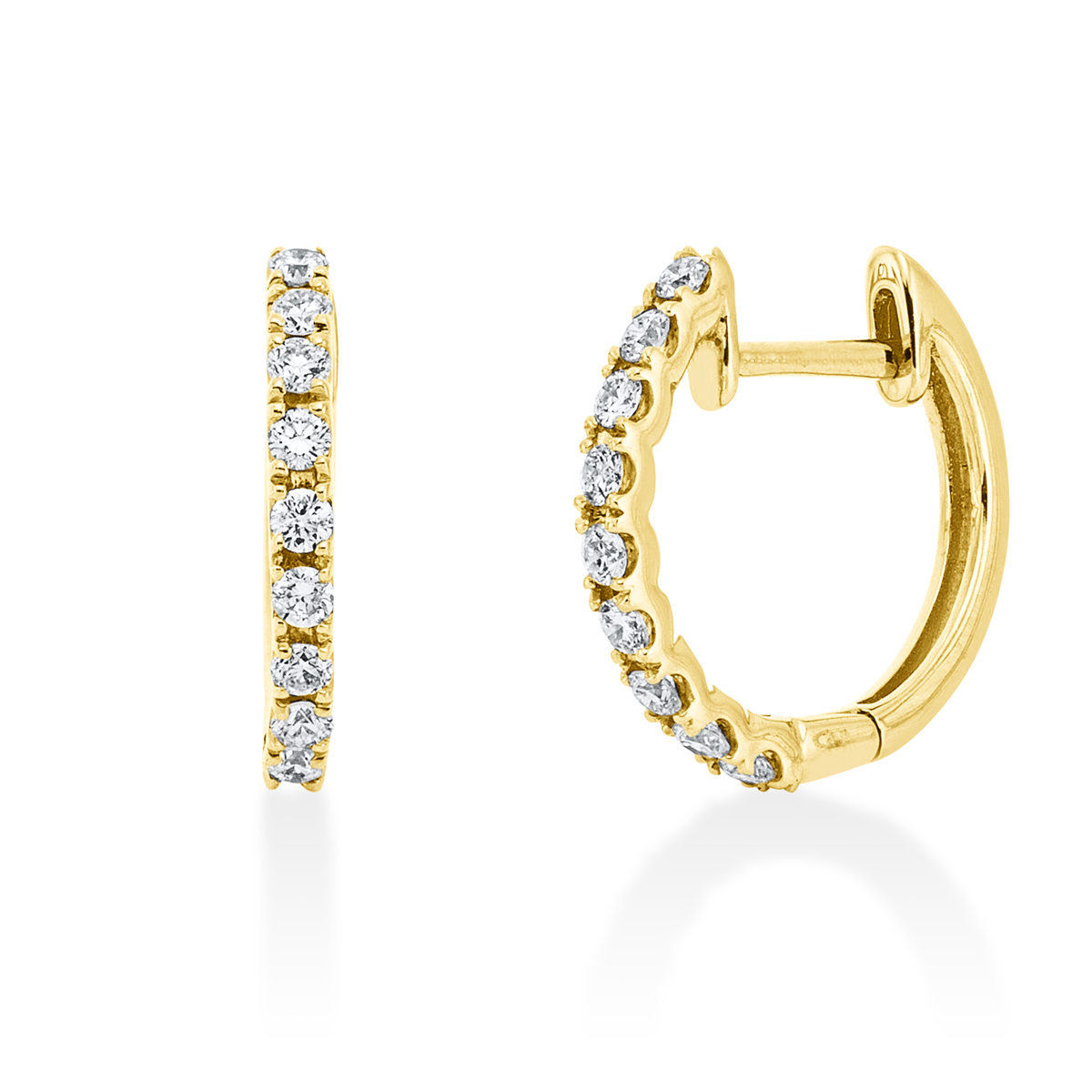 diamond full cut modern woman hoops & huggies in yellow gold