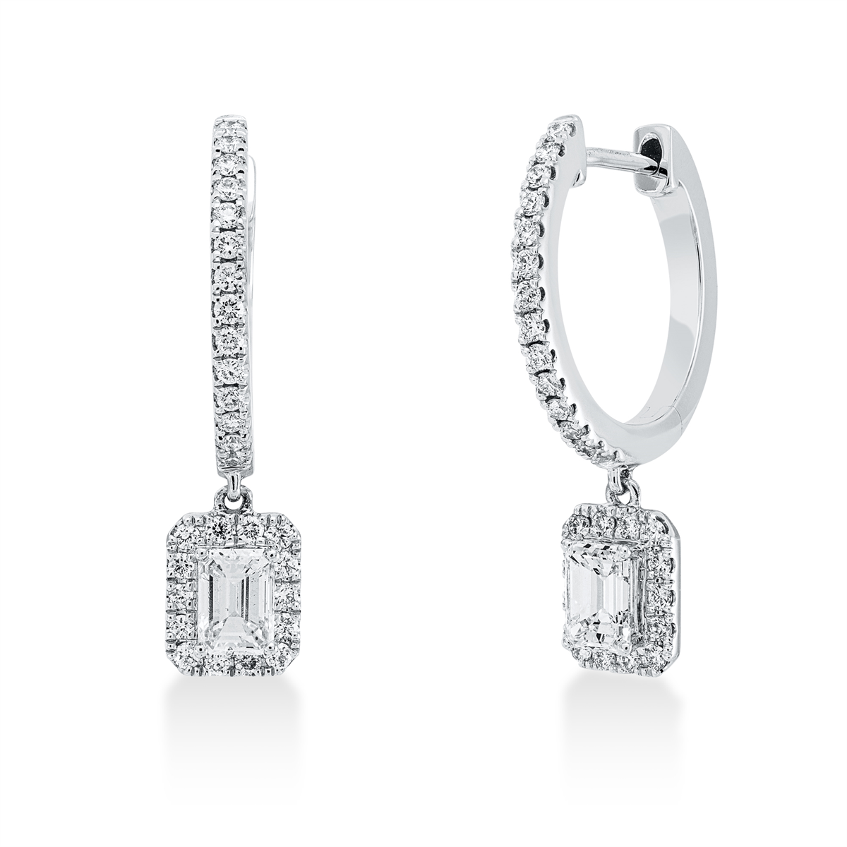 diamond full cut solitaire with accent stones earrings in white gold
