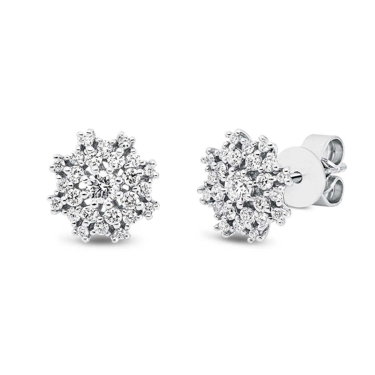 diamond full cut modern woman studs in white gold