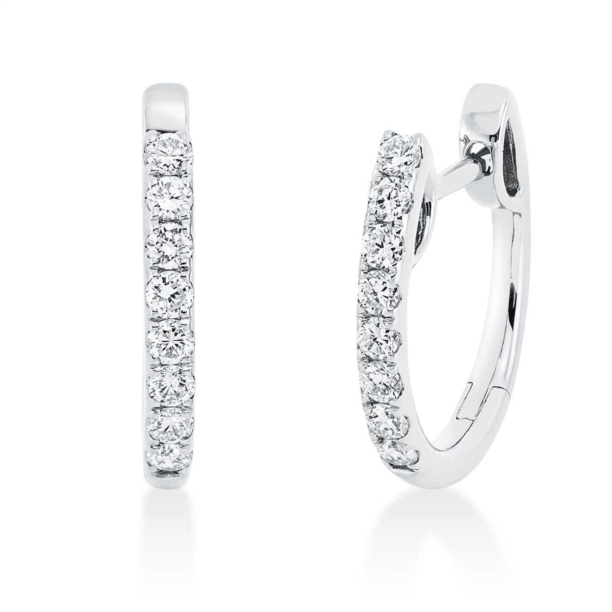 diamond full cut modern woman hoops & huggies in white gold