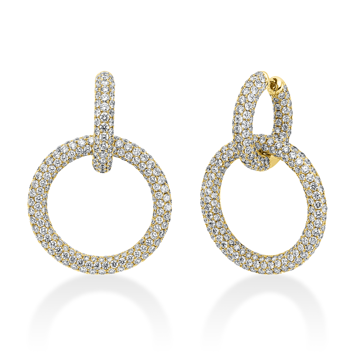 diamond full cut pavé earrings in yellow gold