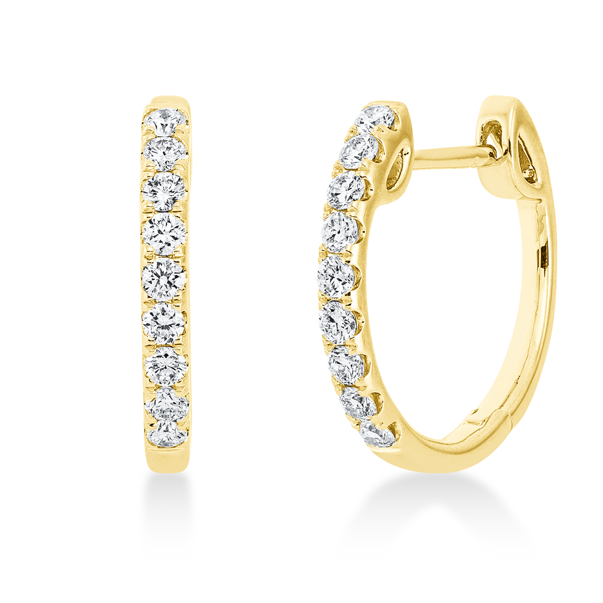 diamond full cut modern woman hoops & huggies in yellow gold