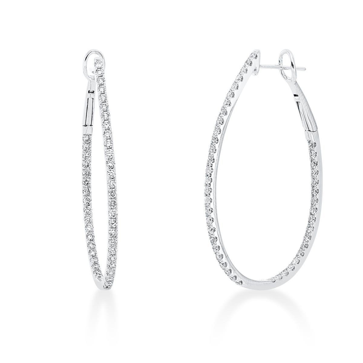 diamond full cut modern woman hoops & huggies in white gold