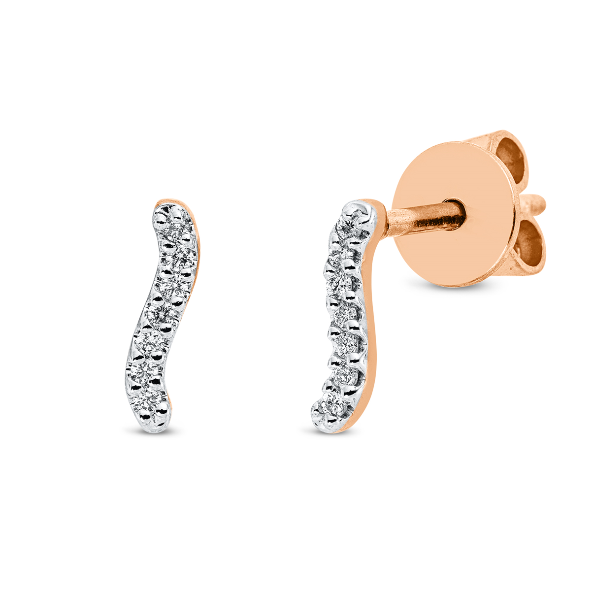 diamond full cut modern woman studs in red gold