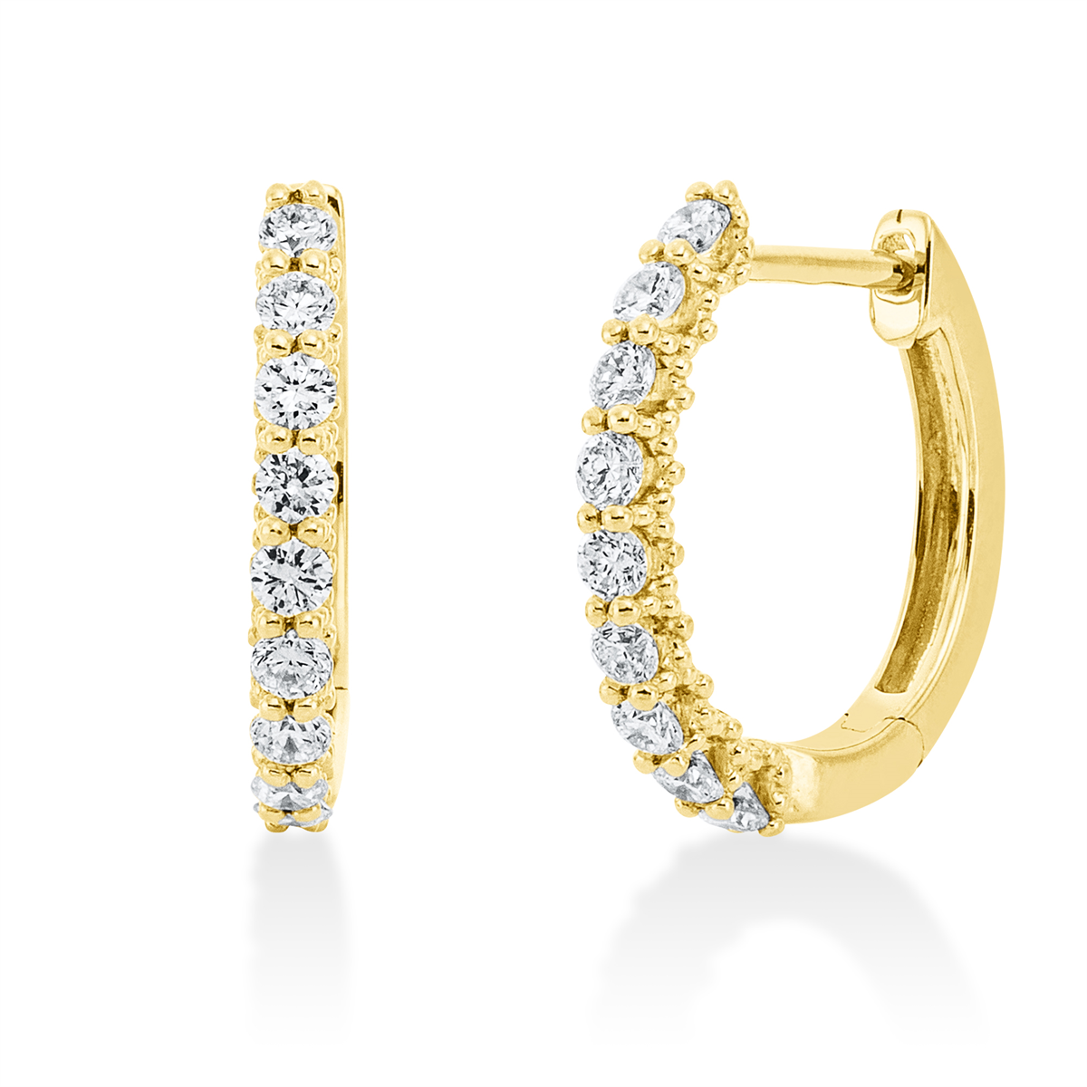 diamond full cut modern woman hoops & huggies in yellow gold