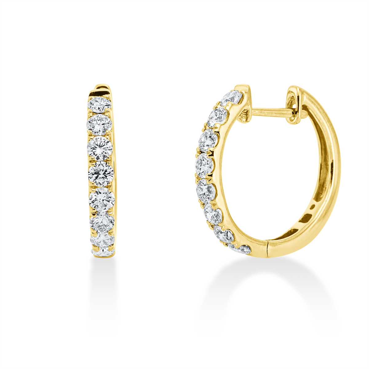 diamond full cut modern woman hoops & huggies in yellow gold