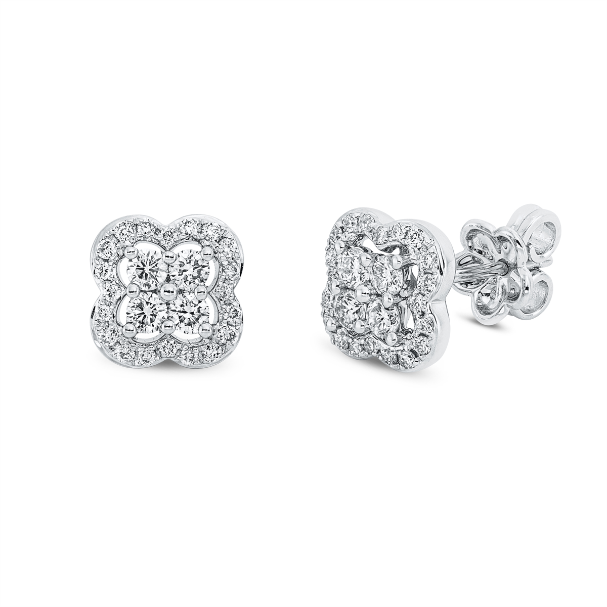 diamond full cut modern woman studs in white gold