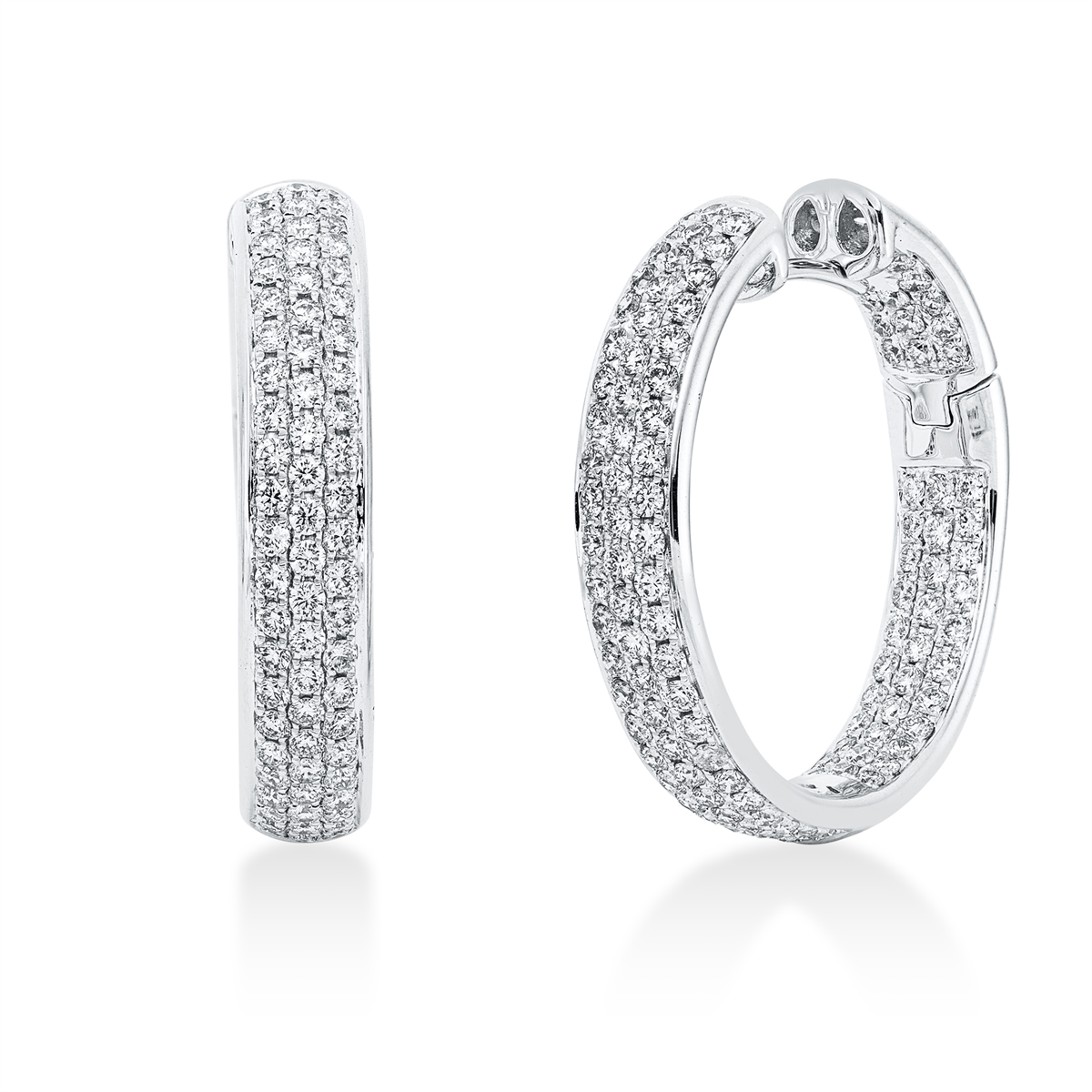 diamond full cut pavé hoops & huggies in white gold