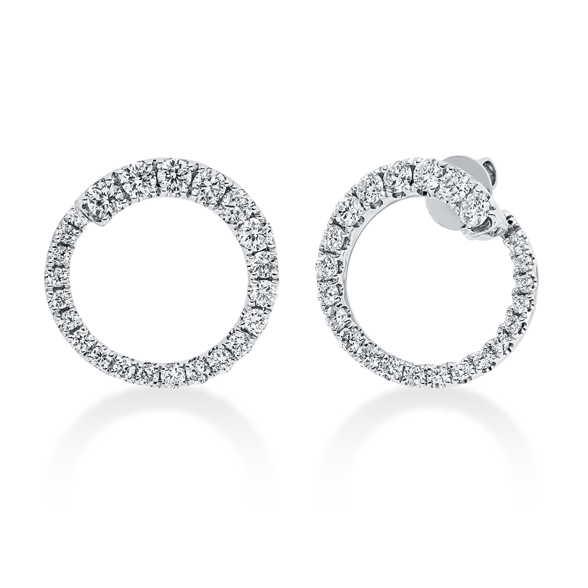 diamond full cut modern woman studs in white gold