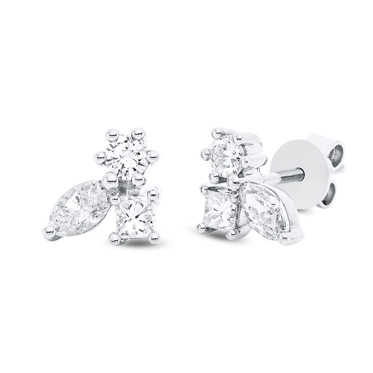 diamond full cut modern woman studs in white gold