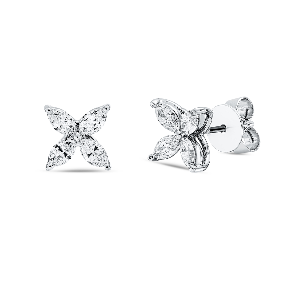 marquise modern woman studs in white gold