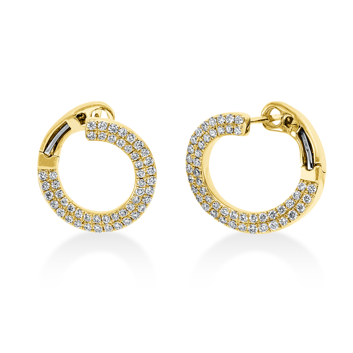 diamond full cut modern woman earrings in yellow gold