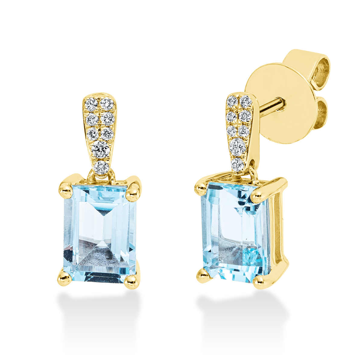 diamond full cut topaz colored stone fashion earrings in yellow gold